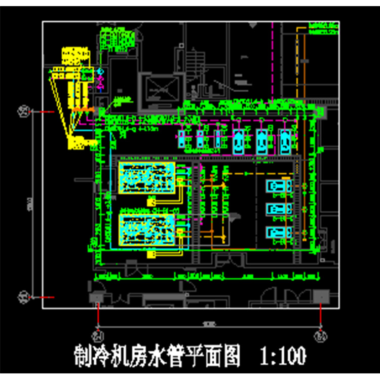 水冷机房水管平面图